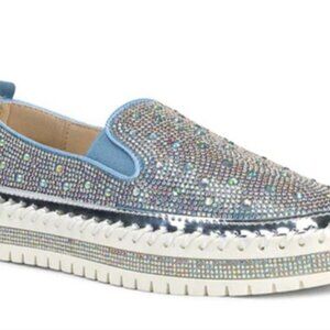 Azalea Wang Denim Slip on w/ Box  - NEW